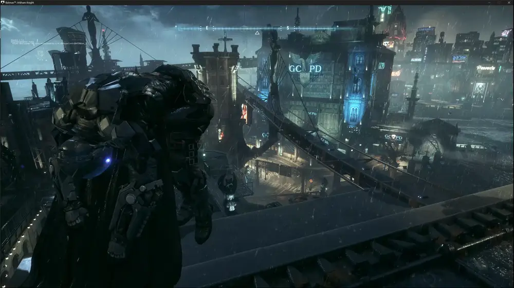 Batman: Arkham Knight overlooking the GCPD