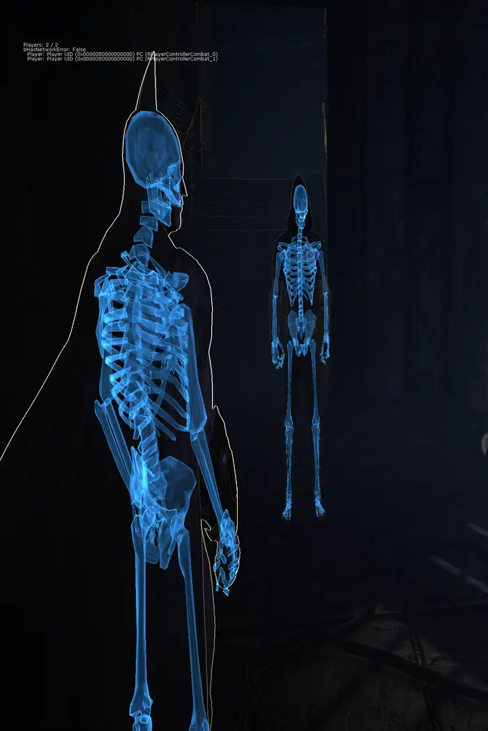 X-ray debug view of two players